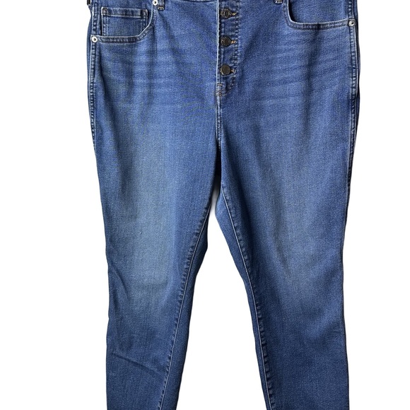 Everlane The Vintage Skinny Jean Sz 33 High Rise Button Fly Raw Hem Medium Wash - Picture 3 of 9